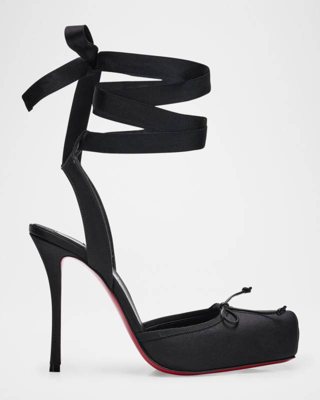 Cassia Silk Ankle-Tie Red Sole Pumps